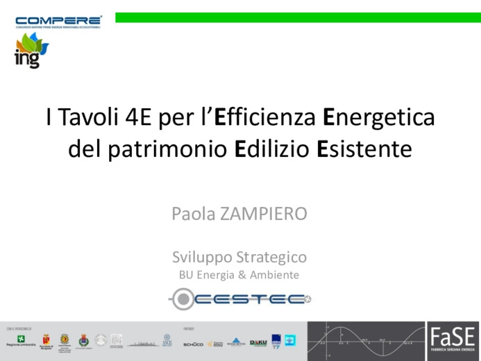 I Tavoli 4E per l’efficienza energetica del patrimonio edilizio esistente