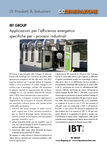 IBT GROUP. Applicazioni per lefficienza energetica specifiche per i processi industriali