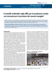 Il controllo ambientale negli edifici per la produzione avicola: uno strumento per la previsione dei consumi energetici