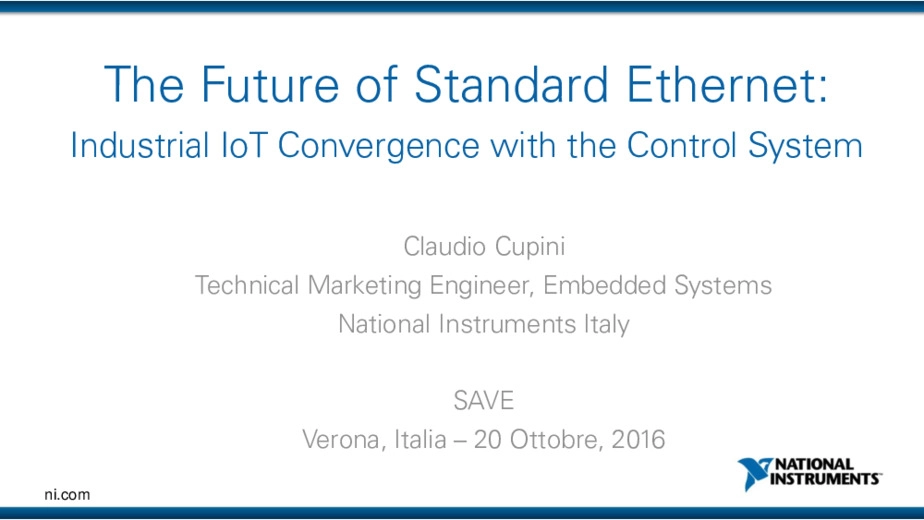 Il futuro dello Standard Ethernet: convergenza tra sistemi di controllo e Industrial IoT