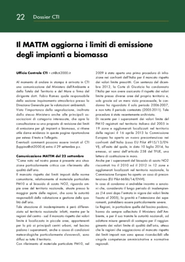 Il MATTM aggiorna i limiti di emissione degli impianti a biomassa