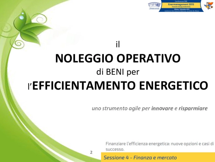 Il Noleggio Operativo di Beni per l'Efficientamento Energetico