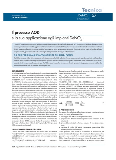Il processo AOD e la sua applicazione agli impianti DeNOx