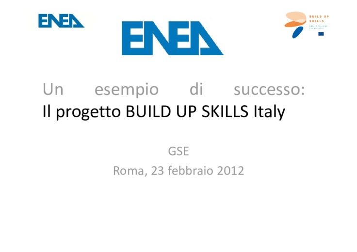 Il progetto Build Up Skills Italy