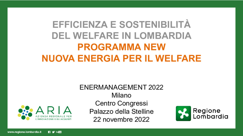 Il progetto nEW - Nuova Energia per il Welfare