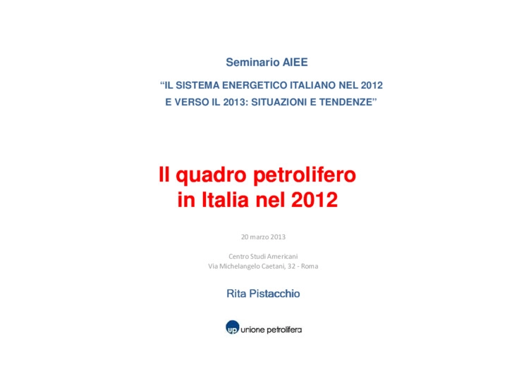 Il quadro petrolifero italiano - analisi e osservazioni