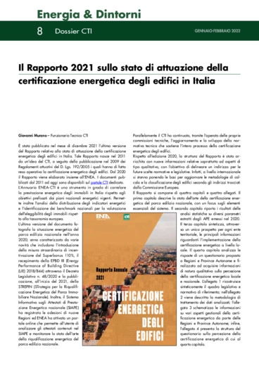 Il Rapporto 2021 sullo stato di attuazione della certificazione energetica degli edifici in Italia