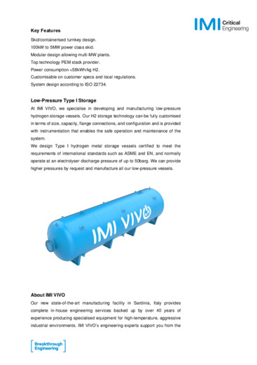 IMI VIVO Clean Energy for a Better World
