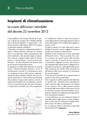 Impianti di climatizzazione - Le nuove definizioni introdotte dal decreto 22 novembre 2012
