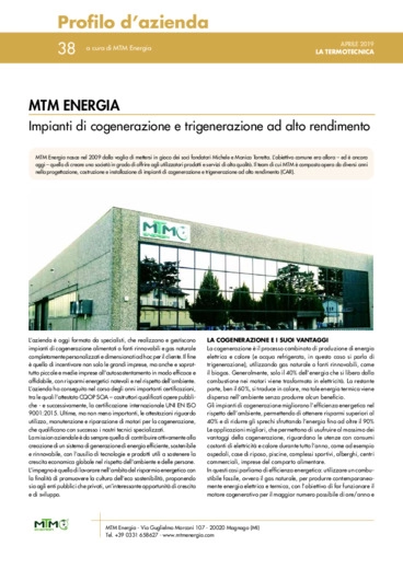 MTM Energia - Impianti di cogenerazione e trigenerazione ad alto