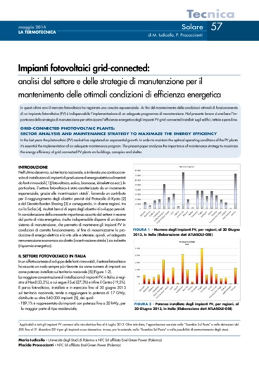 Impianti fotovoltaici grid-connected: analisi del settore e delle strategie di manutenzione