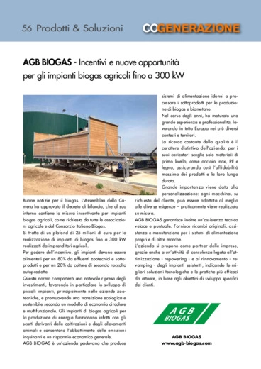 Incentivi e nuove opportunit per gli impianti biogas agricoli fino a 300 kW