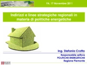 Indirizzi e linee strategiche regionali in materia di politiche energetiche