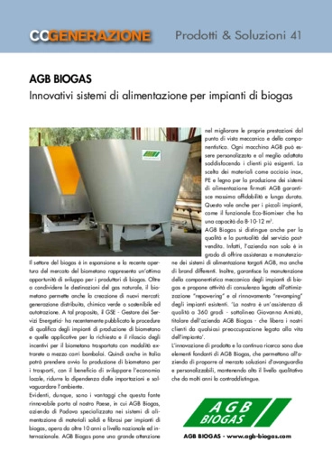 Innovativi sistemi di alimentazione per impianti di biogas