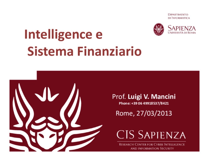 Intelligence e sistema finanziario