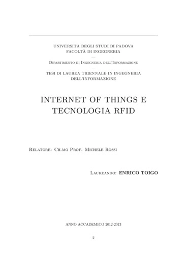 Internet of things e tecnologia RFID