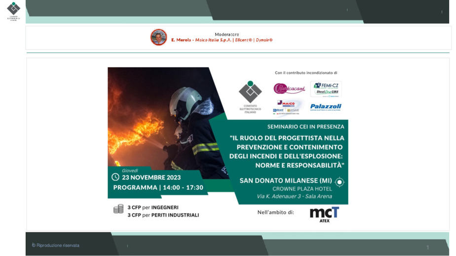 Introduzione ai lavori del convegno Il ruolo del progettista nella prevenzione e contenimento degli incendi e dell'esplosione: norme e responsabilit