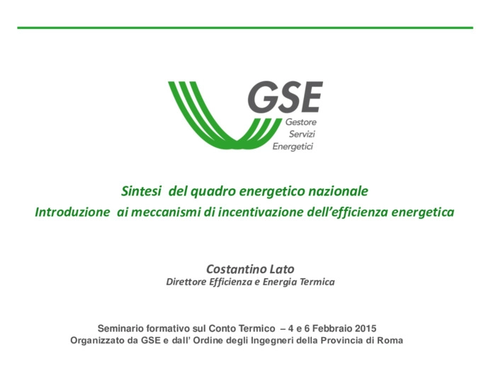 Introduzione ai meccanismi di incentivazione dell’efficienza energetica