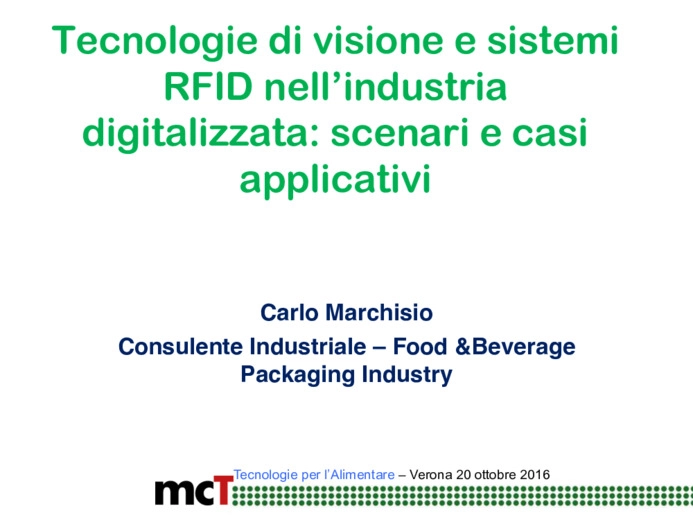 Introduzione alla giornata - Tecnologie di visione e sistemi RFID nellindustria digitalizzata