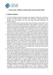 ITALIA SOLARE sul Decreto aree idonee: forte penalizzazione del fotovoltaico e impossibilità a raggiungere gli obiettivi di decarbonizzazione