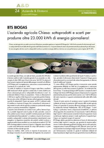 L'azienda agricola Chiesa: sottoprodotti e scarti per produrre oltre 23.000 kWh di energia giornaliera!