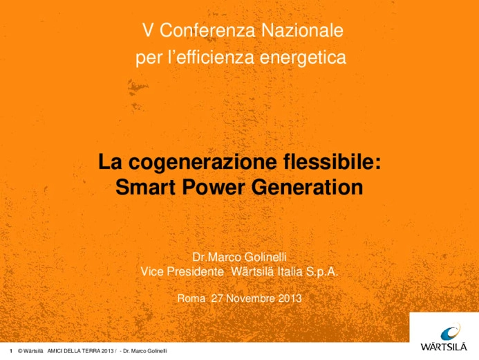 La cogenerazione flessibile: smart power generation