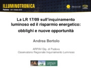 La LR 17/09 sull’inquinamento luminoso ed il risparmio energetico: obblighi e nuove opportunità