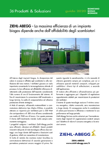 La massima efficienza di un impianto biogas dipende anche dall