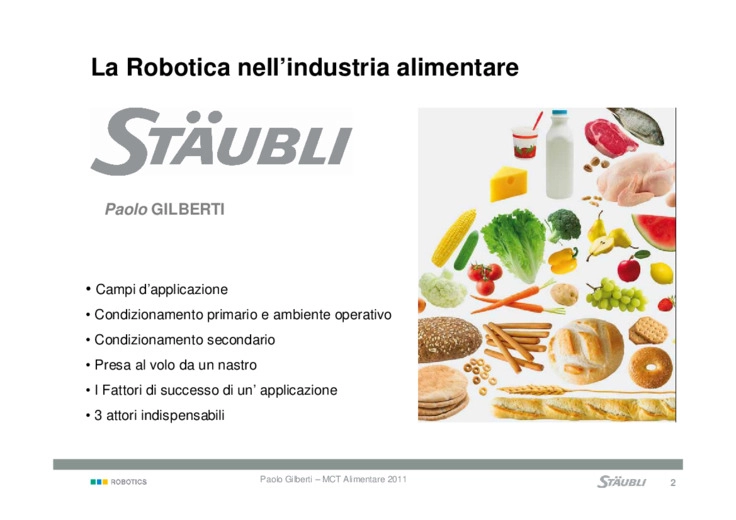 La robotica nell'industria alimentare