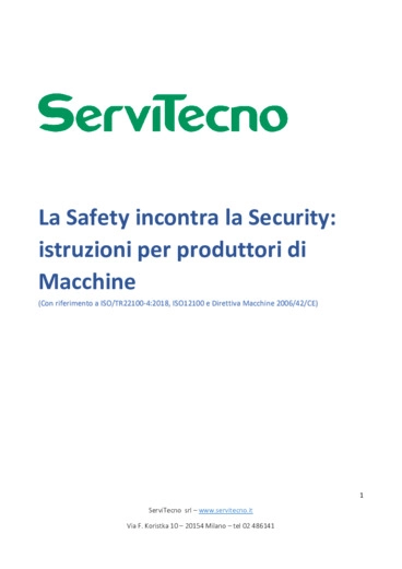 La Safety incontra la Security: istruzioni per produttori di Macchine