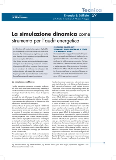 La simulazione dinamica come strumento per l'audit energetico