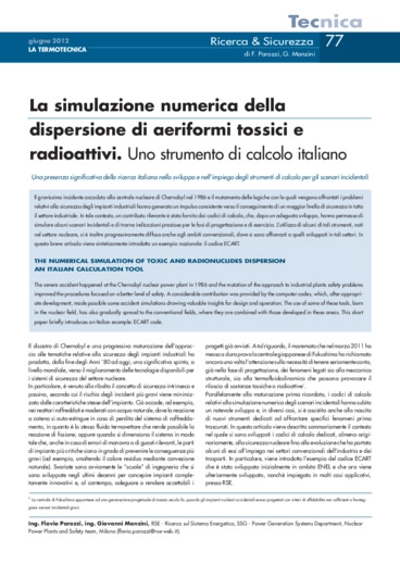 La simulazione numerica della dispersione di aeriformi tossici e radioattivi. Uno strumento di calcolo italiano