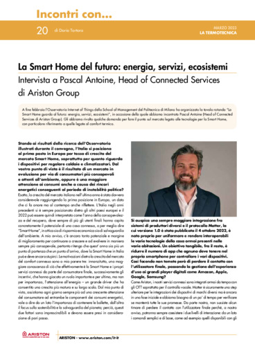 La Smart Home del futuro: energia, servizi, ecosistemi. Intervista a Pascal Antoine, Head of Connected Services di Ariston Group