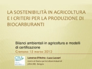 La sostenibilità in agricoltura e i criteri per la produzione