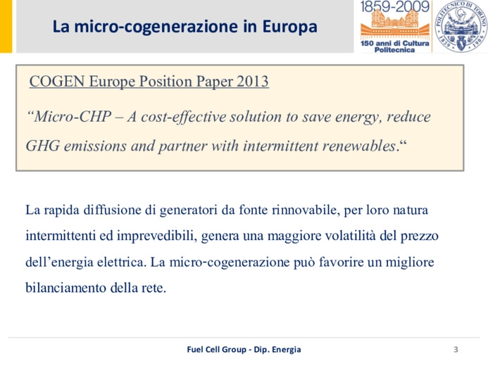 La strategia europea della micro-cogenerazione ed il progetto Ene.field