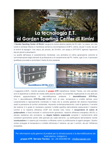 La tecnologia E.T. al Garden Sporting Center di Rimini
