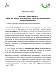 L'accordo a Riminiwellness GSE e ASI firmano un protocollo d'intesa per la sostenibilit ambientale nello sport