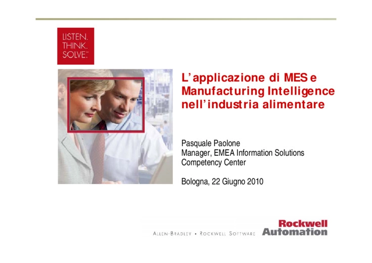 L'applicazione di MES e Manufacturing Intelligence nell'industria alimentare