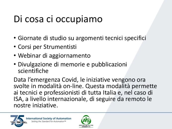 Le Associazioni AIS ISA Italy a mcT Petrolchimico Web Edition