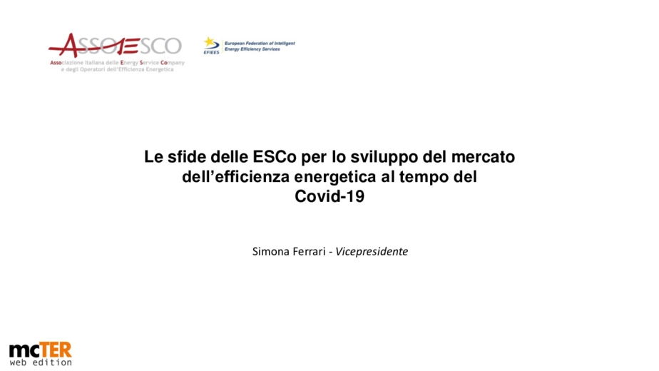 Le sfide delle ESCo per lo sviluppo del mercato dell'efficienza energetica al tempo del Covid-19