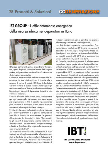L'efficientamento energetico della risorsa idrica nei depuratori in Italia