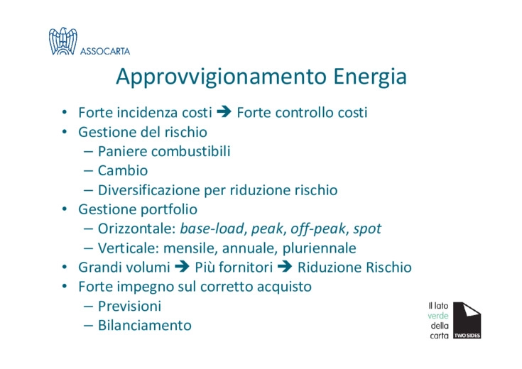 L'efficienza energetica nel settore cartario italiano