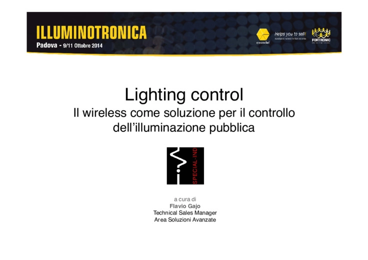Lighting control. Il wireless come soluzione per il controllo dellilluminazione pubblica