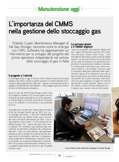 L'importanza del CMMS nella gestione dello stoccaggio gas