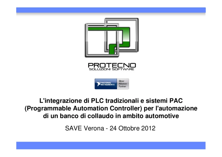 L'integrazione di PLC tradizionali e sistemi PAC per l'automazione di un banco di collaudo in ambito automotive