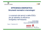 Lo scenario dei servizi e delle ESCo per gli obiettivi di efficienza energetica nell
