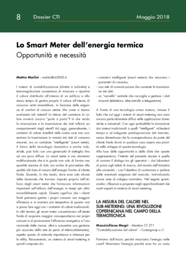 Lo Smart Meter dell’energia termica - Opportunità e necessità