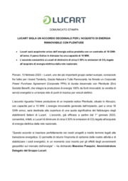 Lucart, accordo decennale con Plenitude per l'acquisto di energia rinnovabile