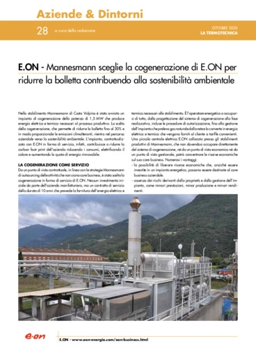 Mannesmann sceglie la cogenerazione di E.ON per ridurre la bolletta contribuendo alla sostenibilit ambientale