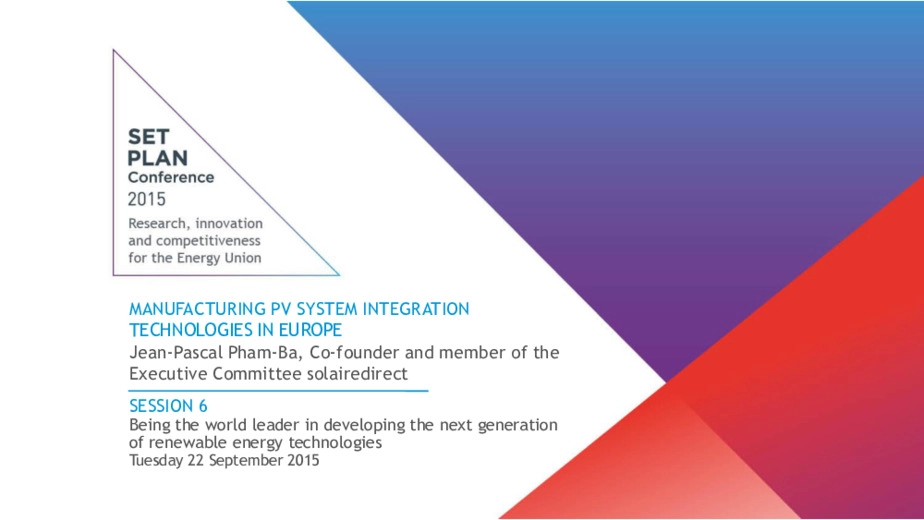 Manufacturing pv system integration technologies in Europe